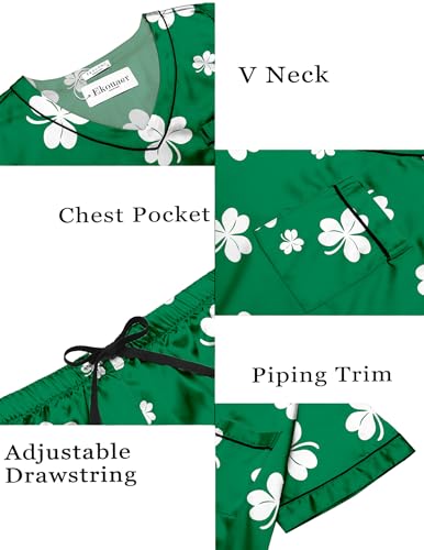 Image of Ekouaer Silk Pajama for Women Short Sleeve Satin Pj Set Two Piece Soft Sleepwear Loungewear S-XXL
