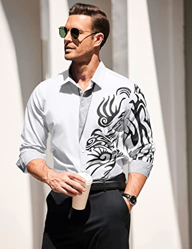 Image of COOFANDY Men's Print Button Down Dress Shirt Fashion Long Sleeve Casual Shirts