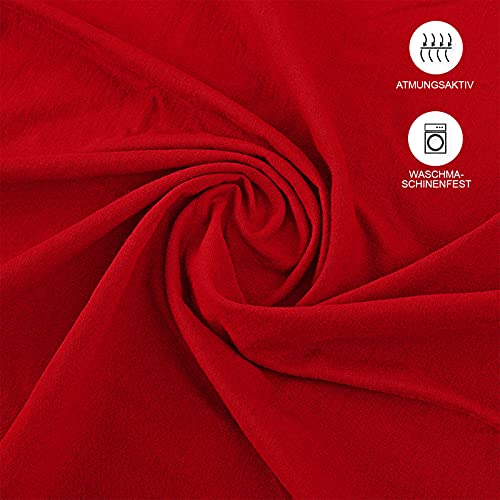 Buymax Spannbettlaken 140x200cm Baumwolle 100% Spannbetttuch Bettlaken Jersey, Matratzenhöhe bis 25 cm, Farbe Rot - Image 6