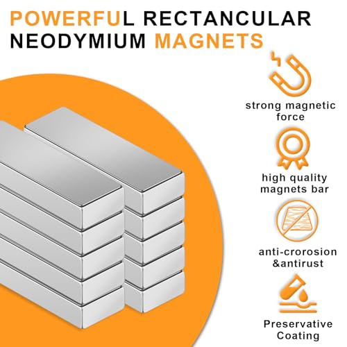 Image of MIKEDE 24 Pack Strong Small Neodymium Bar Magnets Silver, 30x10x3 mm