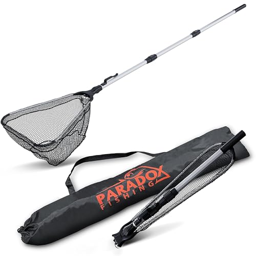 Paradox Fishing Red de pesca de goma, 2,1 m, telescópica, engomada, 2,1 m