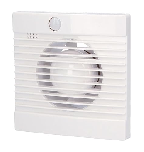 Extractor de aire Ø100mm con sensor de movimiento, 15W; ideal para ventilación automática en baños y espacios reducidos.
