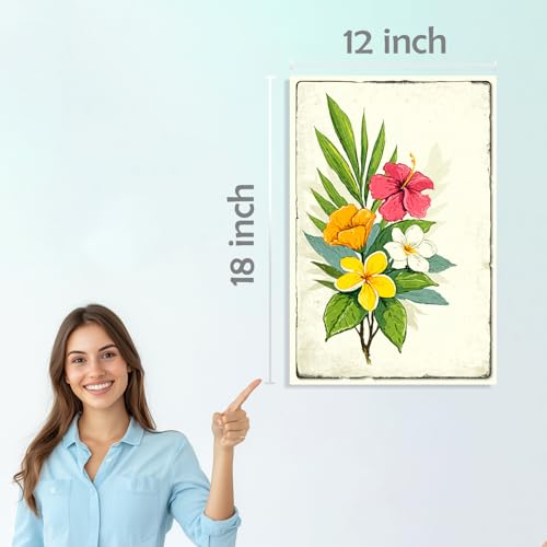 Image of SiddArtify Tropical Floral Wall Art Prints Set - Botanical Flower Poster Decor for Living Room Bedroom Office - 12x18 inch Sticker Pack of 6