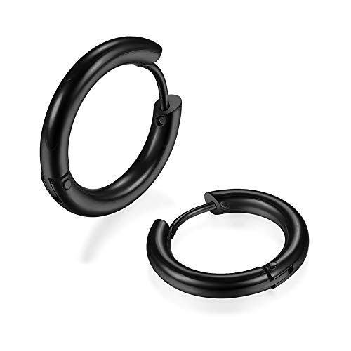 Image of 316L Surgical Stainless Steel Huggie Hoop Earrings 6mm 8mm 10mm 11mm 12mm 14mm Hypoallergenic Earrings Ring Cartilage Helix Lobes Hinge Sleep Earrings for Men Women