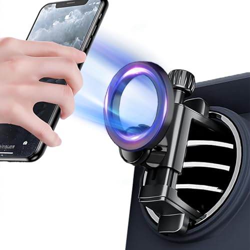 Car Phone Mount Round Vent, Magnetic Phone Holder for Car, Compatible with Mercedes-Benz A/B/C/E/S-Class, Mini Cooper, SMART 451/453 - Compatible with MagSafe iPhone 12/13/14/15/Mini/Pro/Pro Max