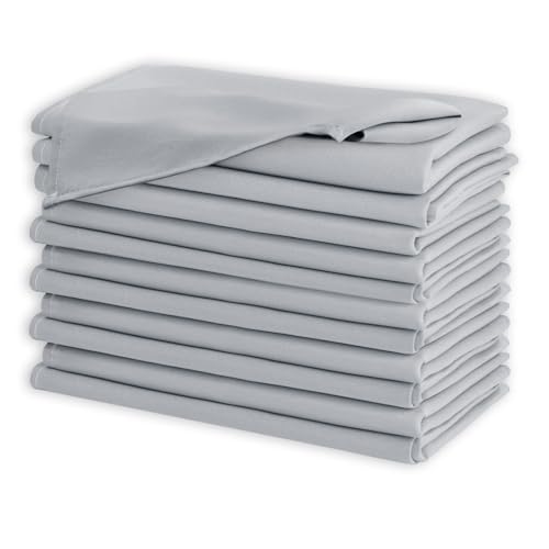 Serviettes en tissu de restaurant anti-effilochage gris argenté - 3