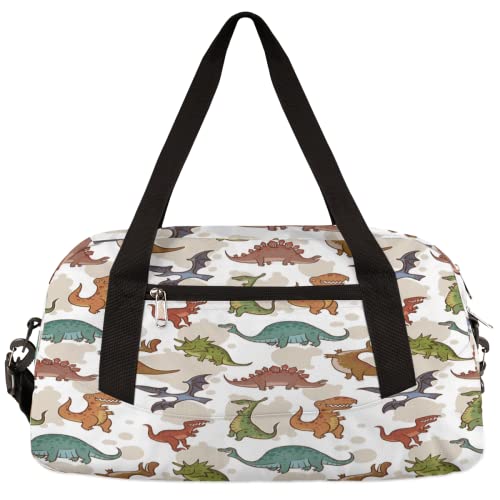 Bolsas de viaje de dinosaurio para niños, lindos animales para niños, bolsa de viaje de fin de semana, bolsa de deporte para gimnasio, regalos para niños, Dinosaurio, 18.4L x 7.8W x 9.4H