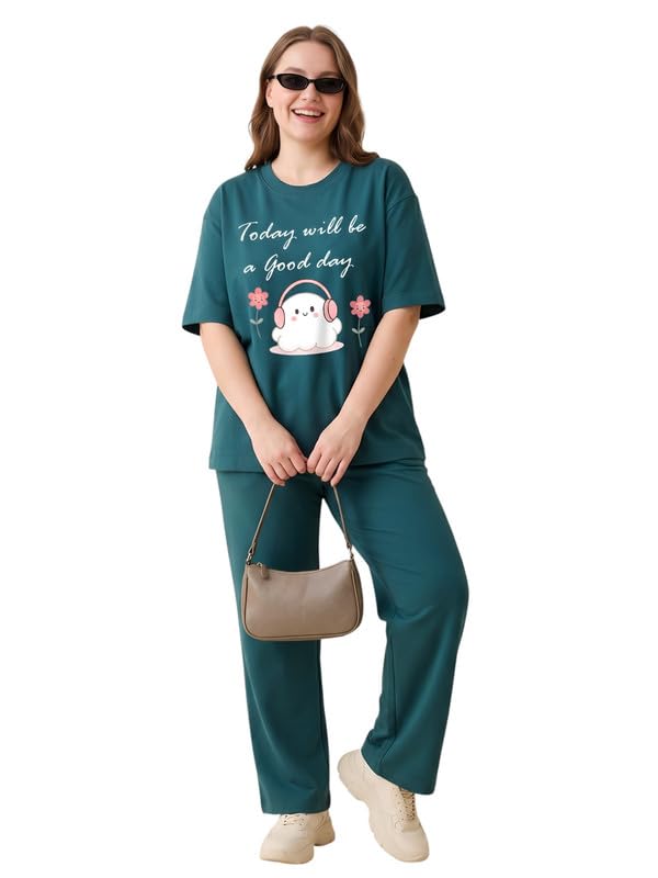 Image of My Swag Women Cotton Pajama Set Cute Cartoon Graphic Printed Night Suit for Women & Girls /Plus Size Nightsuit Set /Korean Night Suit