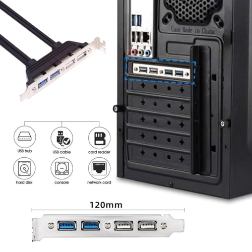 Image of ChenYang USB Front Panel Header 9 /10Pin & 19 /20Pin to 2 USB 2.0 & 2 USB 3.0 Female Chassis Back Panel Port Extension Cable 0.5M with 12cm PCI-E Slot Bracket