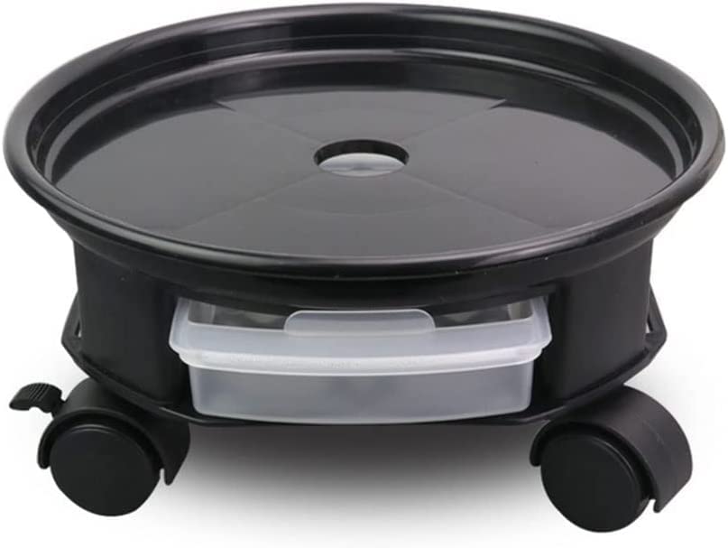 Chariot à plantes avec roues plateau à palettes support de pot rond noir 9,4 po