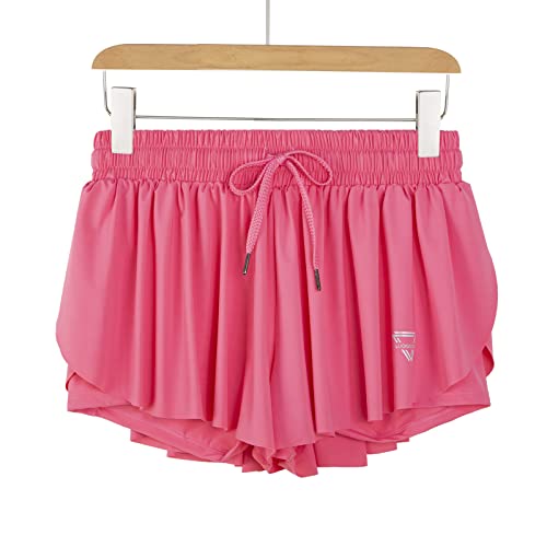 Image of 2 in 1 Flowy Running Shorts for Women Gym Yoga Athletic Womens Workout Biker Spandex Lounge Sweat Skirt Summer