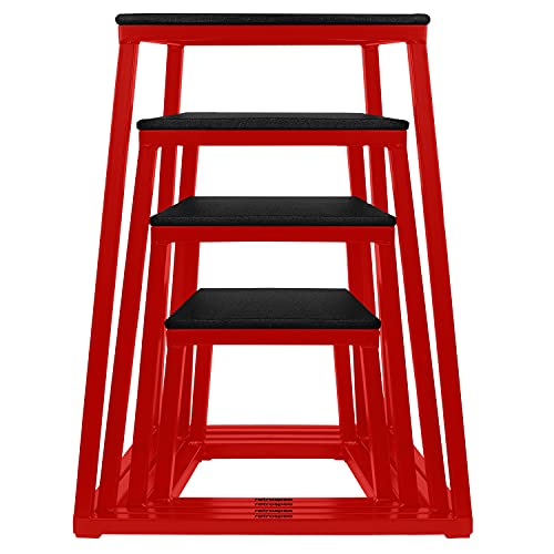 Retrospec Leap Plyo Box Jump Platforms for Home Gym Plyometric Jumping & Jump Box Exercise, 18", Red - Image 2
