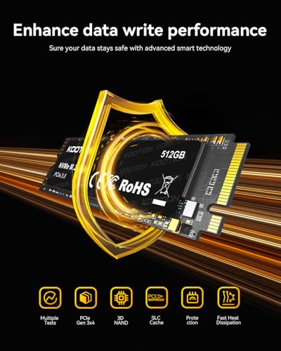 Image of KOOTION 512GB PCIe 3.0 M.2 Internal Solid State Drive PCle 3.0x4 SSD NVMe M.2 2280 Internal SSD Up to 2900MB /s PCIe Gen 3 NVMe SSD Less Heat Large Storage M.2 Internal Solid State Hard Drive for PC