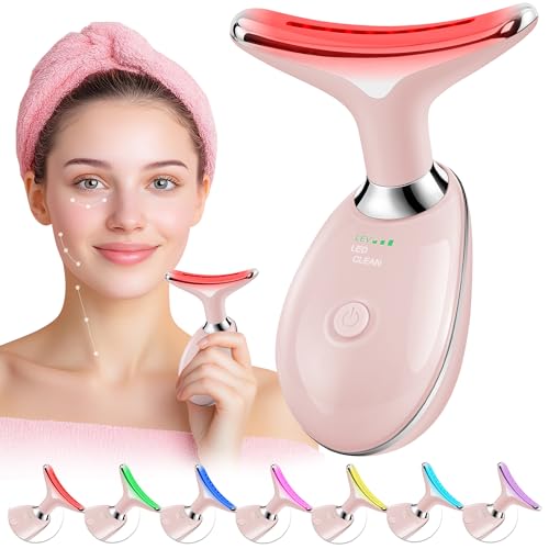 Red-Light-Therapy-for-Face, Facial Massager Wand Tool with 7 Colo...