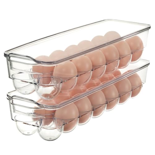 Comparison: Best Egg Container For Fridge 11 FAIRHOME Set of 2 Egg Holder Tray for fridge with Lid Clear, Plastic Egg Organizer Container For Refrigerator, Home Organization and Storage