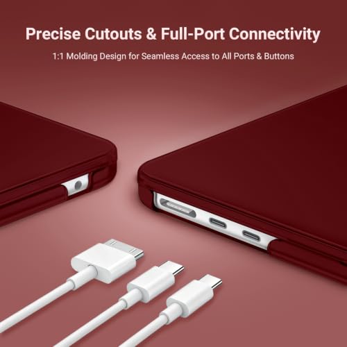 Image of MOSISO Compatible with MacBook Air 13 inch Case M5 2026 M4 2025 M3 M2 2024-2022 A3449 A3240 A3113 A2681,Hard Shell&Keyboard Cover&Screen Film&Pouch for MacBook Air 13.6 inch Case, Burgundy