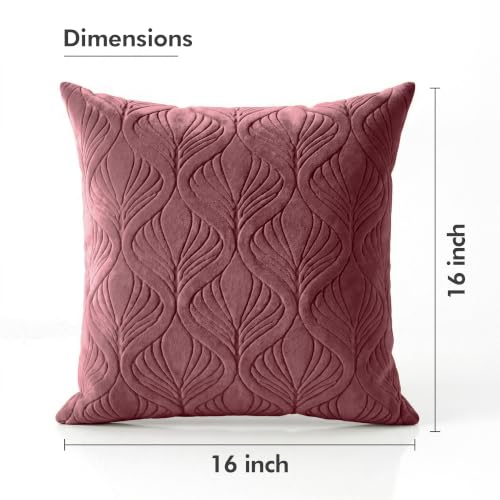 Image of Yellow Weaves Jacquard Cushion Covers | Sofa Cushion Covers | Throw Pillow Cover for Sofa, Couch, Living Room| Removable & Washable | 16x16 Inches, Set of 3 (Wine)