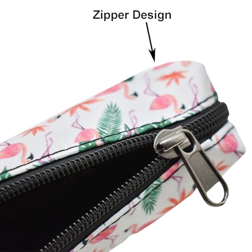 Image of Maydahui 2 PCS Large Capacity Polyester Pencil Case Flamingo Palm Leaves Flower Style Pen Pouch Holder Storage Bag Organizer Box Makeup Pouch Cosmetic Bag for Women Party Travel