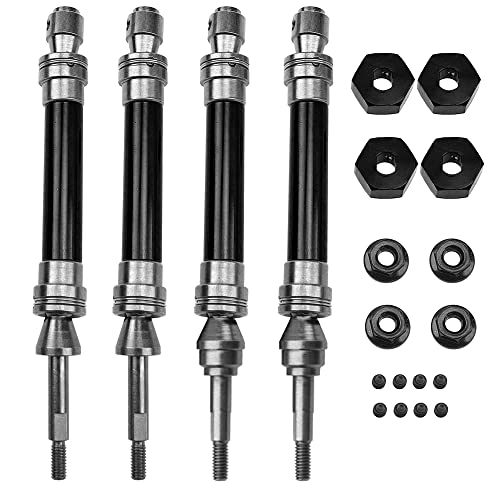 Vgoohobby Front & Rear Universal Drive Shaft CVD w/Wheel Hex Hub Compatible with 1/10 Traxxas Slash VXL 4x4 /Stampede VXL 4X4/Hoss VXL 4X4 RC Car Upgrade Part (Black)