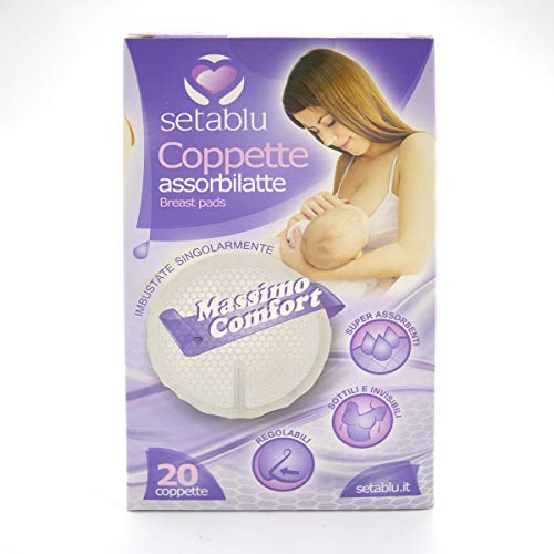  Mediawave Store - Coppette Assorbilatte Setablu 20 pz 591687 Sottili, Invisibili e Super Assorbenti, Coppette Assorbilatte Monouso, Ultrasottili, per Perdite Latte dal Seno, Articoli Allattamento