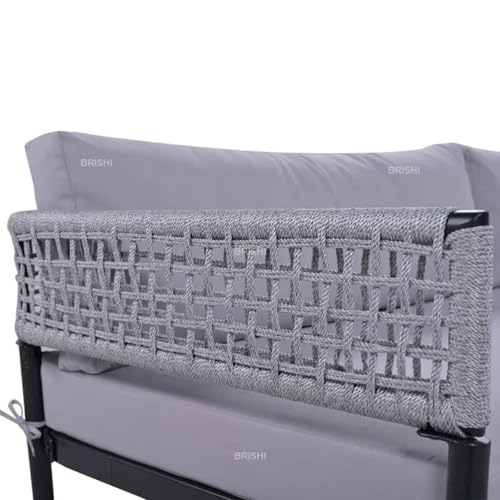 Image of BRISHI Outdoor Sofa Set | Balcony Sofa | Patio Furniture Sets | Conversation Sets | Braid & Rope Garden (4 Seater- Light Grey.)