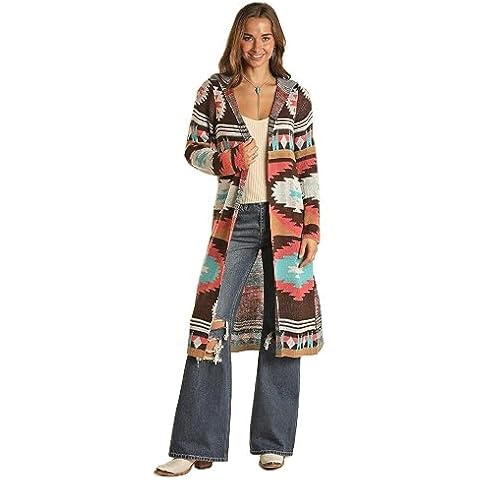Rock & Roll Denim Women's Knit Cardigan with Hood Chocolate M Cover