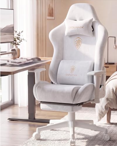 Dowinx Sedia da gaming, sedia gaming ergonomica, poltrona gaming，Bianco