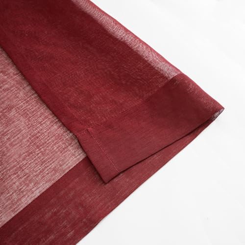 Image of MYSTIC-HOME Burgundy Sheer Curtain Panels 72 Inch Length, Light Filtering Window Curtain Drapes Treatment for Living Room, Breathable Rod Pocket Sheer Curtains for Bedroom, 2 Panels, Each 52 inch Wx72 L