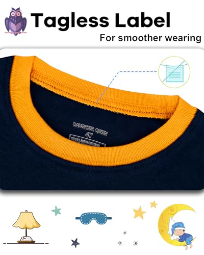Image of DAUGHTER QUEEN Boys Pajamas 4 Pieces Long Set 100% Cotton Sleepwear Size 18 Months-12 Years