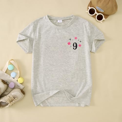 Image of 9th Birthday Shirt Girl On Cloud Nine Graphic Tee 9 Year Old Birthday Party T-Shirt Girl Summer Short Sleeve Top