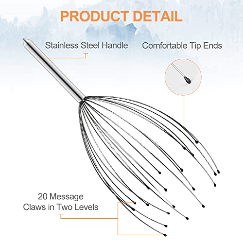 URAQT Kopfmassagegerät, 3-teiliges Set Kopfmassage Spinne Kopfspinne mit 20 Fühler, Kopfkrauler mit rückenkratzer, Kopf Massagespinne für Relax Wellness Head Massage - Image 5
