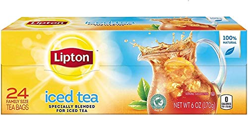 Lipton 100% Natural Iced Tea Family Size Tea Bags 24 ea (4 Pack)