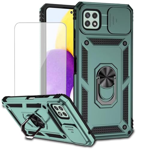 Coque Galaxy A22 5G avec protection caméra coulissante et verre trempé inclus