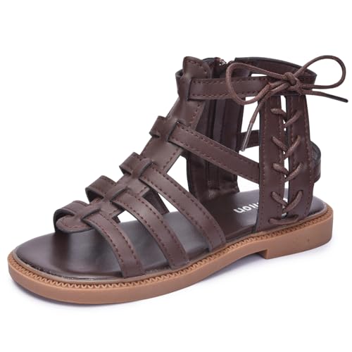 Image of Skeblo Girls Rivet Gladiator Sandals Summer Princess Dress Strappy Flats Zip Up Boots Shoes