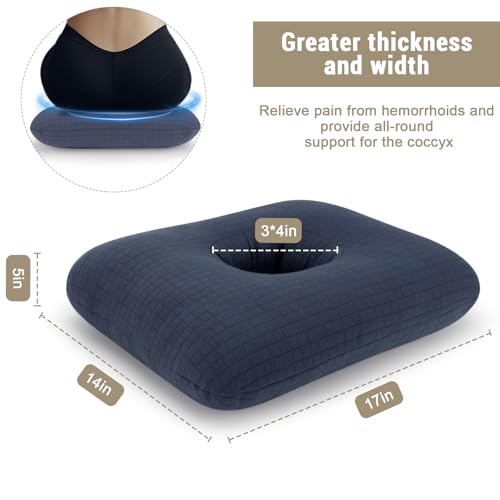 Donut Pillow for Bed Sores Tailbone Pain Relief Cushion, Cotton Butt Donut Cushion Breathable for Hemorrhoid, Pregnancy, Prostate and Surgery, Sitting Pressure Relief for Home, Office, Car
