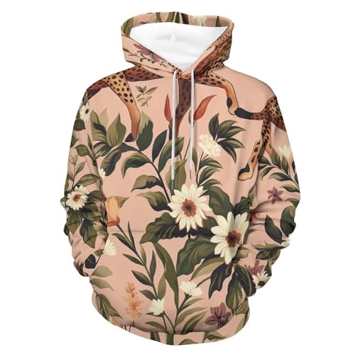 Sweat à Capuche Léopard pour Homme et Femme - Hoodie Fleur S