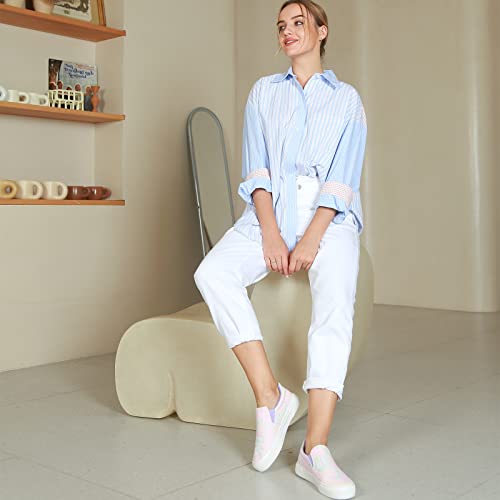 Image of JENN ARDOR Womens Slip On Sneakers Perforated /Quilted Casual Shoes Fashion Walking Flats