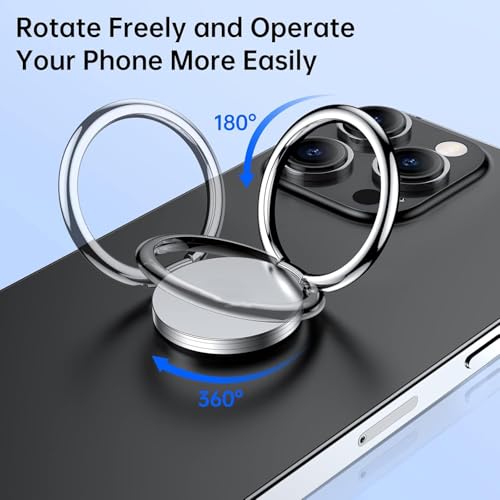 Image of Mizi Cell Phone Ring Holder Finger Grip Stand - 360 Rotation Metal Kickstand for Magnetic Car Mount, for All Smartphones & Tablets - Silver