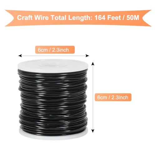 Image of Tenn Well 15 Gauge Aluminum Wire, 164 Feet 1.5mm Bendable Metal Craft Wire for Jewelry Making, Beading, Sculpting, Bonsai Training, Halloween Crafting (Black)