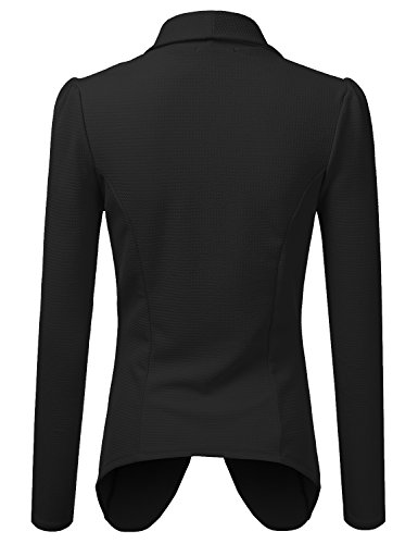 DOUBLJU Classic Draped Open Front Long Sleeve Business Casual Work Deconstructed Blazer Jackets for Womens with Plus Size3