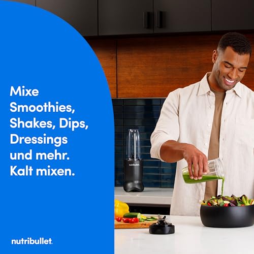 Nutribullet Ultra 1000 - Mixer für Smoothies, Pestos, Dips, kabelgebunden, Edelstahlklingen, Touch-Tasten, 900ml Tritan Becher, inklusive To-Go Deckel, 1000 Watt, Grau (NB1004DGB) – Bild 5