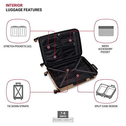 SwissGear 7272 Energie Expandable Hardside Luggage with Spinner Wheels and TSA Lock, Gold, 3-Piece Set (19/24/27) - Image 5