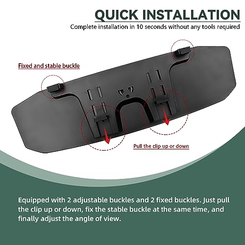 NTNEV 12''x3.5'' Large Rear View Mirror, Anti Glare Panoramic Wide Angle Rearview Mirror, Universal Interior Clip On Rear View Mirror for Car SUV Trucks - Thumbnail 5