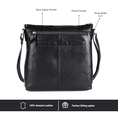 Image of LEDERBUCK Olga Women's Extra-Large Genuine Leather Crossbody Purse - Soft Triple-Zip Shoulder Bag