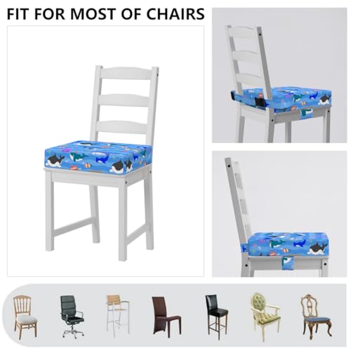 Image of Booster Seat for Dining Table, KIDUN Portable Heightening Cushion, Washable Adjustable Booster Cushion for Kids with Safety Buckles and Non-Slip (Sea Blue)