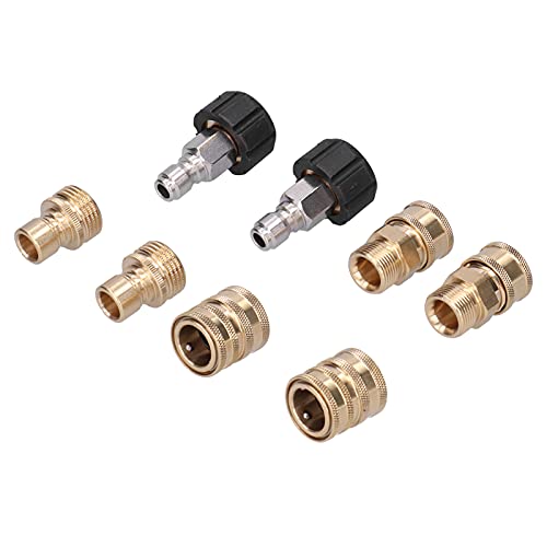 8Pcs High Pressure Washer Adapter Coupler Set Brass Connector Kit