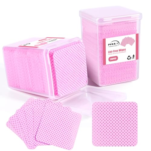 NXJ INFILILA Lint Free Nail Wipes, 400PCS Nail Polish Remover Wipes Super Absorbable Soft Lint Free...