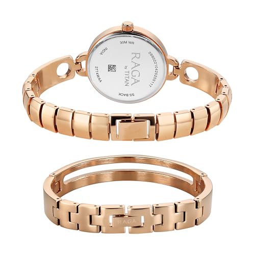 Image of Titan Raga Contempore Quartz Rose Gold Round Dial Men's Watch | Brass Solid Link Strap Material | Watches for Man | Watches for Men Analog - 2774WM01F