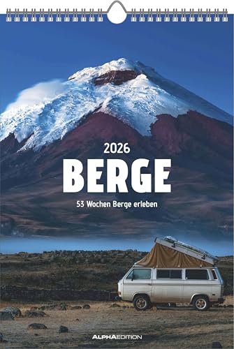Alpha Edition - Berge 2026 – Wochenkalender 23,7×34 cm mit 53 beeindruckenden Bergmotiven & Beschreibungen, inspirierender Wandkalender für Naturfreunde, Wanderer & Bergliebhaber