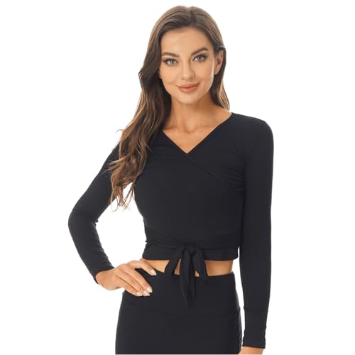 Kaerm Damen Ballett Wickeljacke Gymnastik Tanz Ballettjacke Lange...